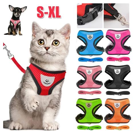 Cat and Dog Harness with Vest Polyester Mesh